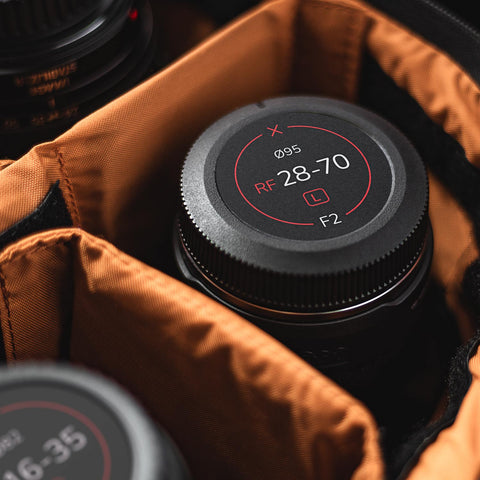 Field Made Co lens indicator I.D. labels for Canon RF & EF lenses and cameras