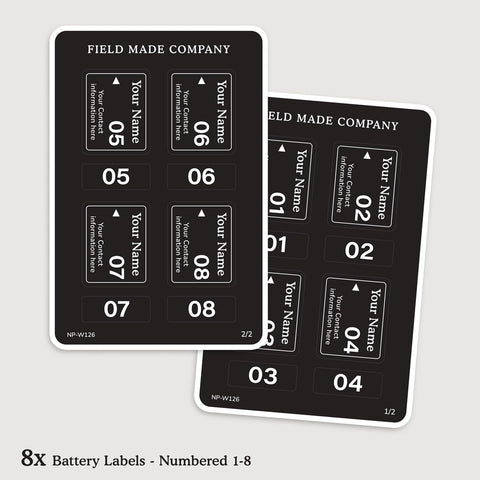 Customizable Labels for Fujifilm NP-W126 Batteries