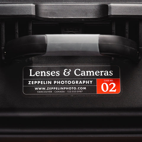Customizable Gear Case ID Labels for photographers and filmmakers