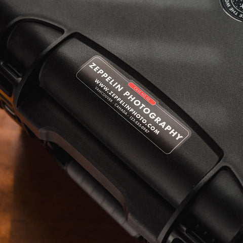 Customizable Gear Case ID Labels for photographers and filmmakers