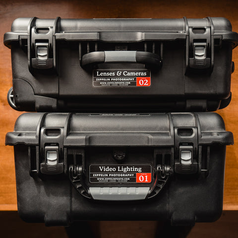 Customizable Gear Case ID Labels for photographers and filmmakers