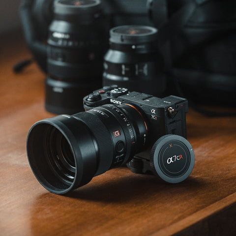 Sony A7CR camera with Field Made Co indicator sticker label