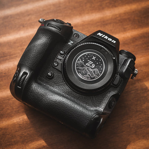 NIkon Z9 with Field Made Co camera indicator sticker I.D. label