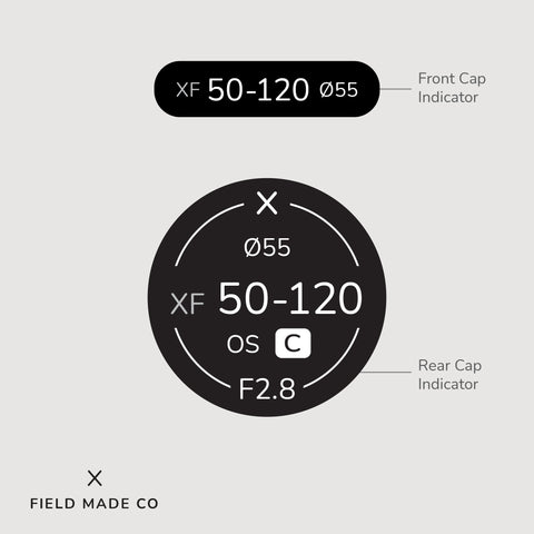 Sigma XF 50-120 mm F2.8 DC OS - C lens indicator label for Fujifilm X mount by Field Made Co