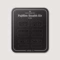 Kit discret pour Fujifilm X-E4 : vinyles Logo discret et Noir mat sur la feuille de support Field Made Co