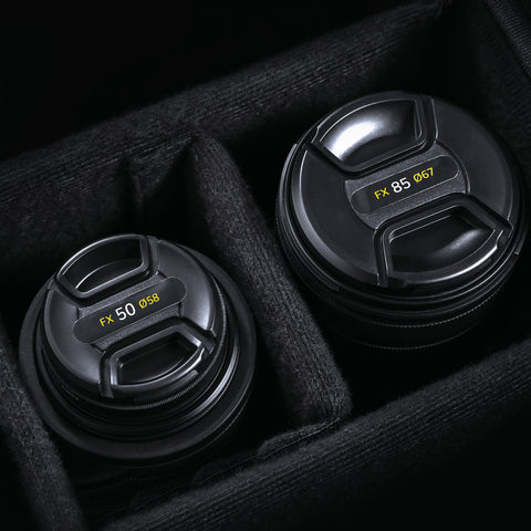Packs d'indicateurs autocollants en vinyle pour capuchons avant et arrière d'objectifs Nikon FX