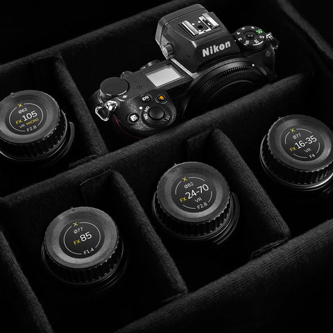Packs d'indicateurs autocollants en vinyle pour capuchons avant et arrière d'objectifs Nikon FX