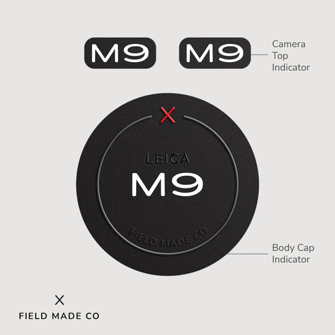 Leica M9 camera indicator label, classic finish, by Field Made Co