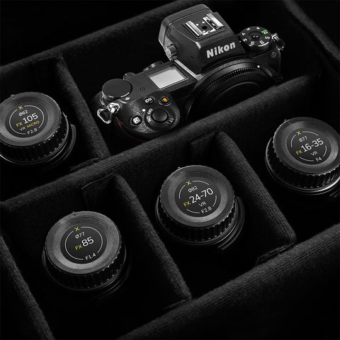 Pack d'indicateurs autocollants en vinyle pour capuchons d'objectifs Nikon FX