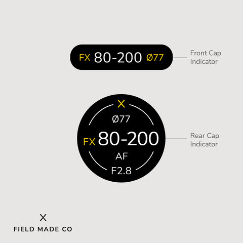 Lens Indicator Vinyl Sticker for Nikon F Front & Rear Caps