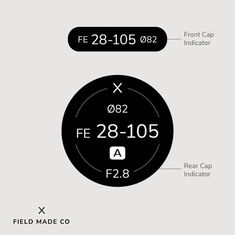 Indicateur d'objectif en vinyle pour les capuchons avant et arrière Sigma - Sony E