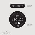 Sigma E 50-120 mm F2.8 DC OS - C lens indicator label for Sony E by Field Made Co