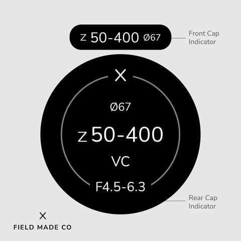 Indicateur d'objectif en vinyle pour les capuchons avant et arrière Tamron - Nikon Z